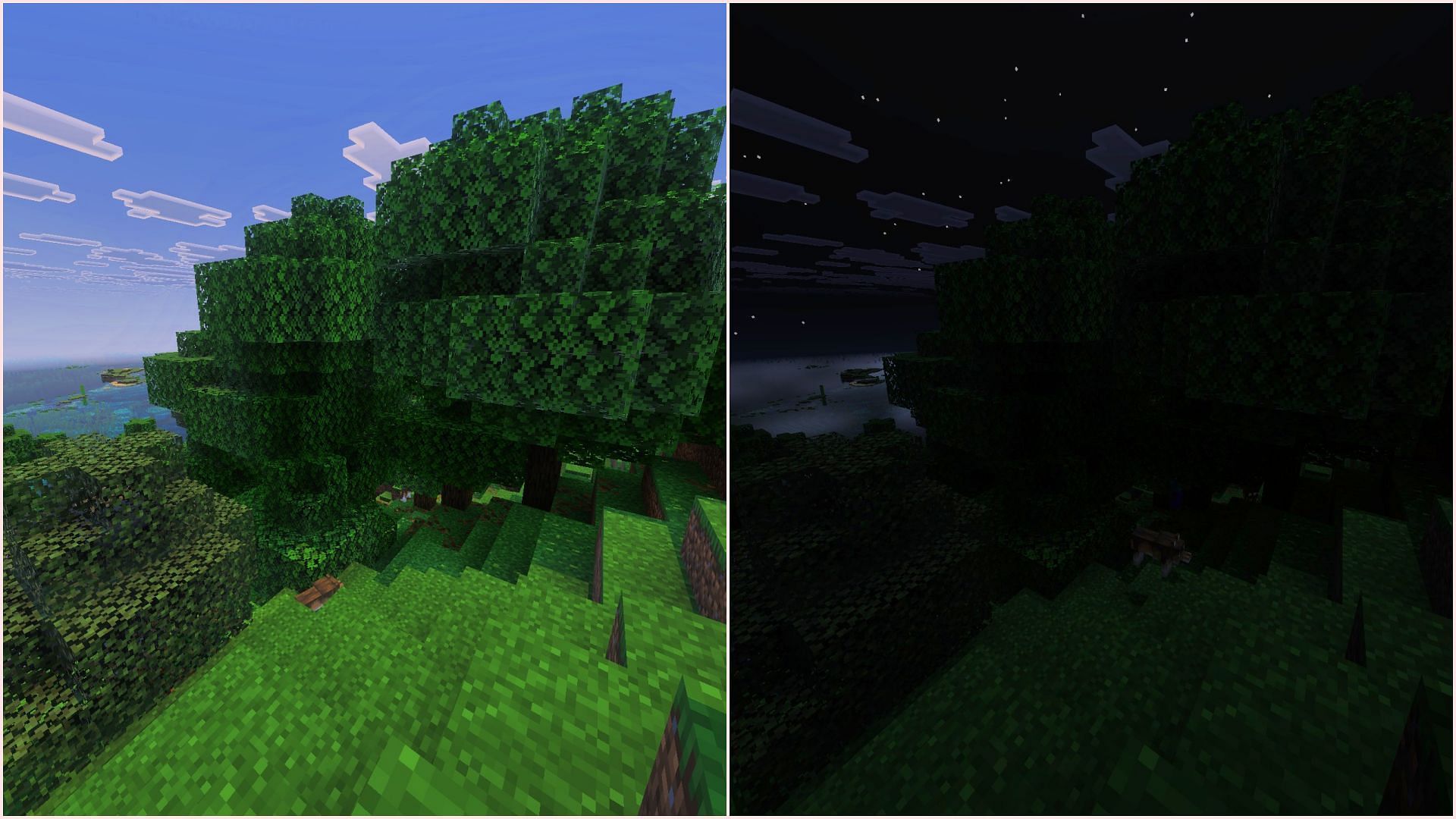 There is a major brightness imbalance in the new graphics option (Image via Sportskeeda Gaming || Mojang Studios)